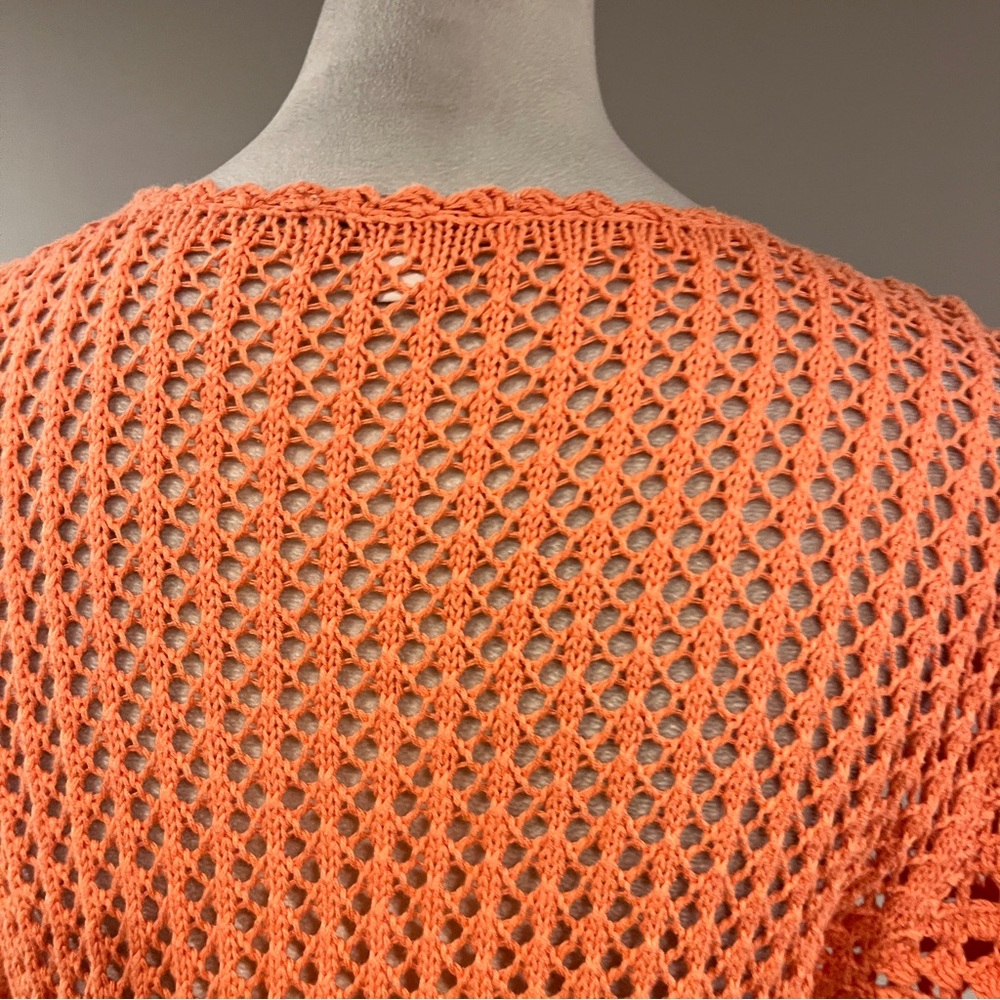 DressBarn Orange Crochet floral Sweater bohemian cottagecore style - Picture 7 of 13